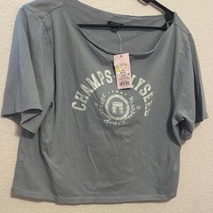 Wild Fable Blue Graphic Crop Top